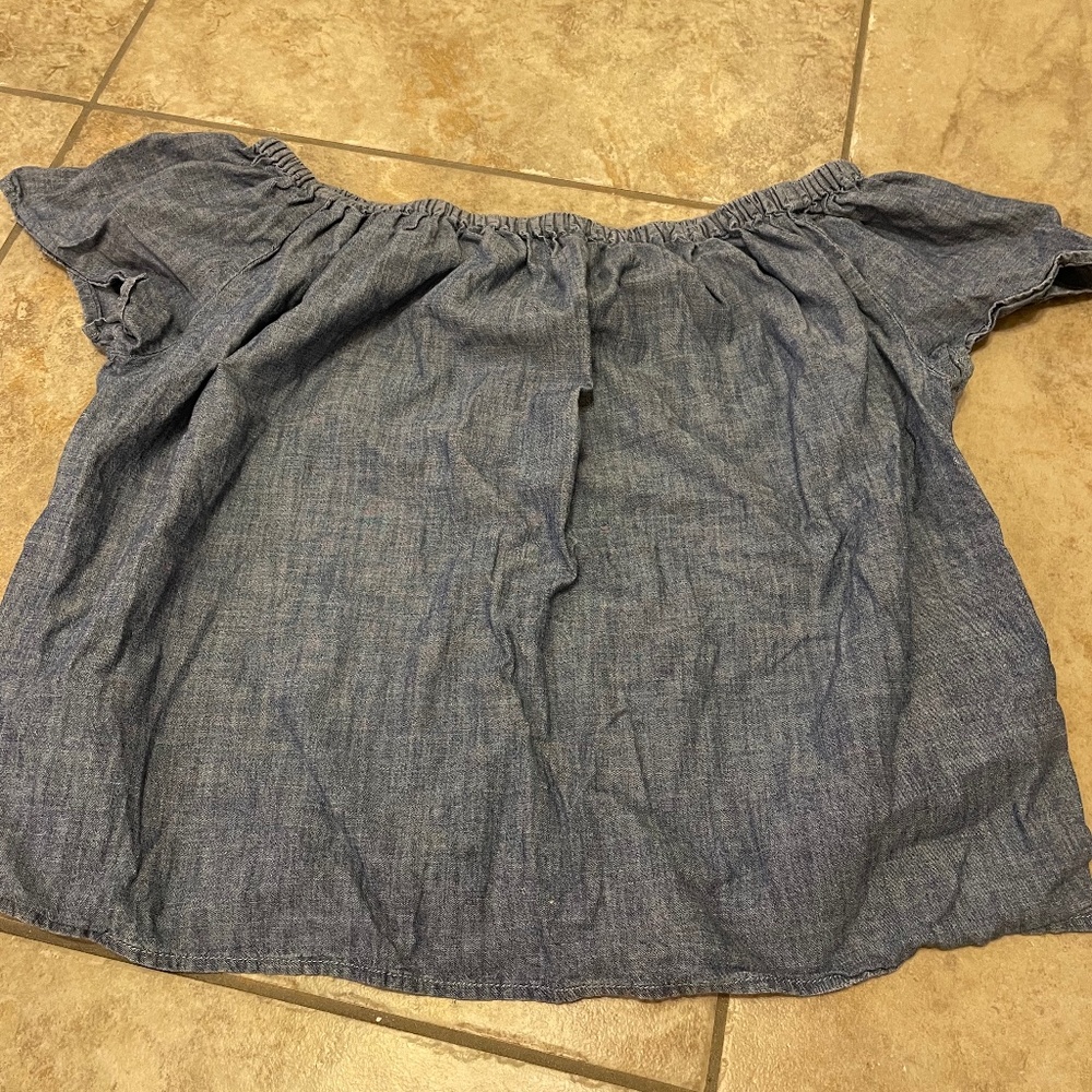 Gap Blue Off the Shoulder Shirt